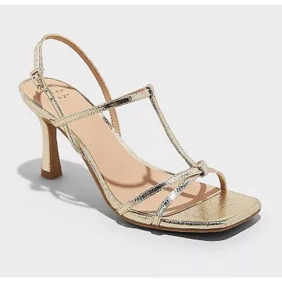 a new day Shoes - A New Day Tamara Strappy Sling Back Heels - Gold Women's 9 NWT
